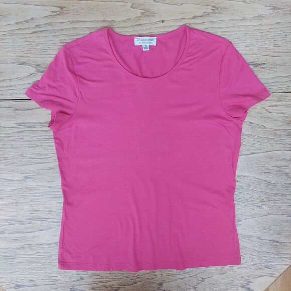 St. John Marie Gray bright hot pink tee shirt Medium - Picture 1 of 11
